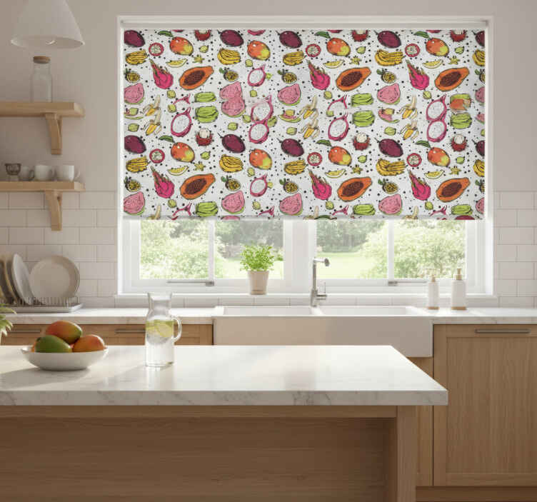 Persiana enrollable para cocina dibujo de frutas exóticas - TenVinilo