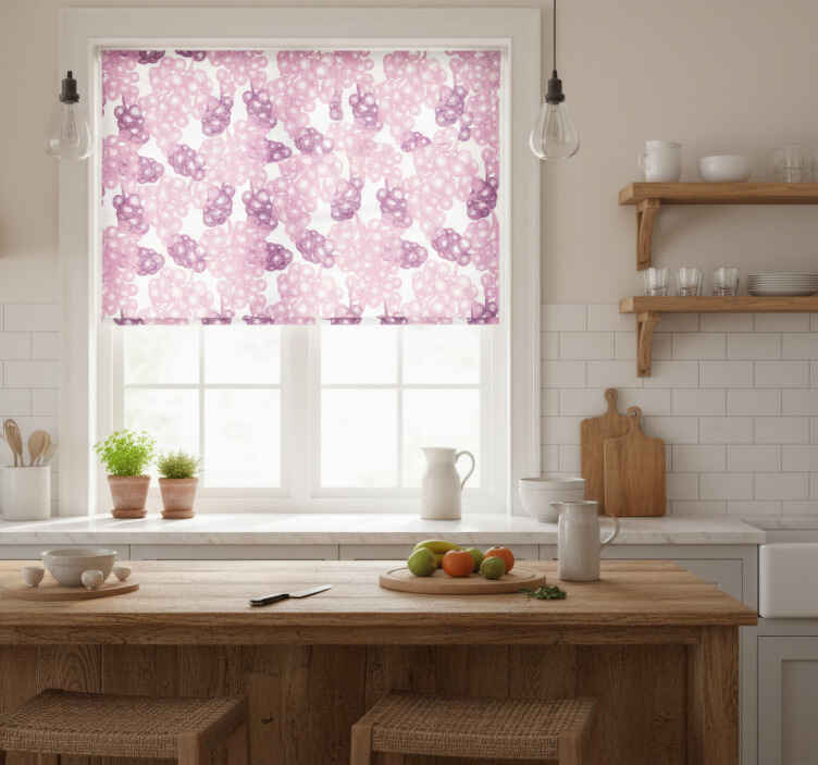 Kitchen roller blind in pink and purple grapes - TenStickers