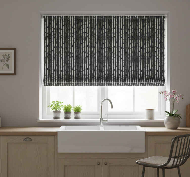 Store enrouleur cuisine motif rayé à l'encre - TenStickers