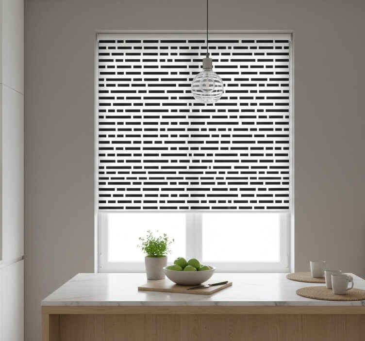 Persiana enrollable para cocina rectángulos blanco y negro - TenVinilo