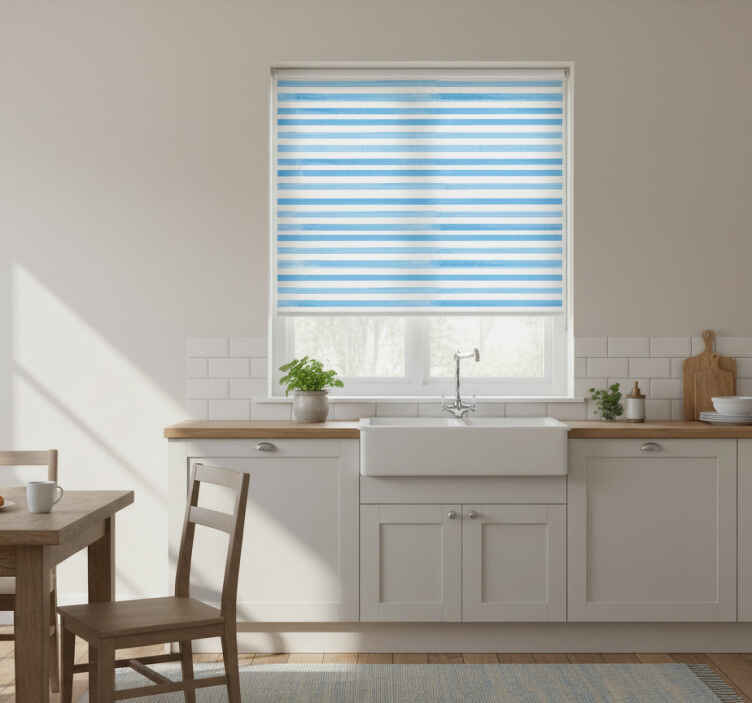 Persiana enrollable para cocina en cuadro texturizado azul - TenVinilo