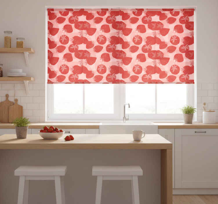 Küchenfenster rollo mit abstrakten roten erdbeeren - TenStickers