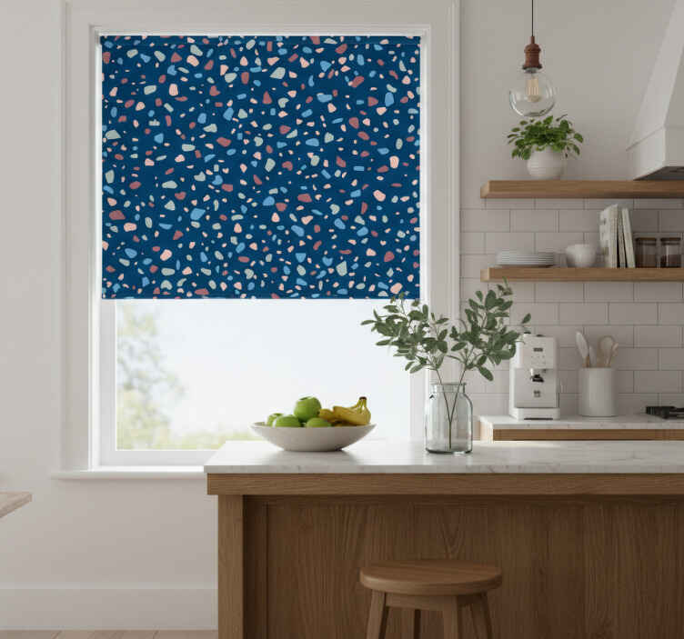 Persiana enrollable para cocina terrazo azul oscuro - TenVinilo