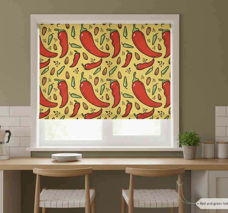 Küchenfenster rollo in rot und grünem chili - TenStickers