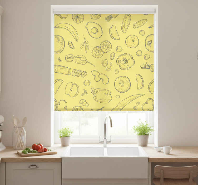Küchenfenster rollo mit bunten früchten und gemüse - TenStickers