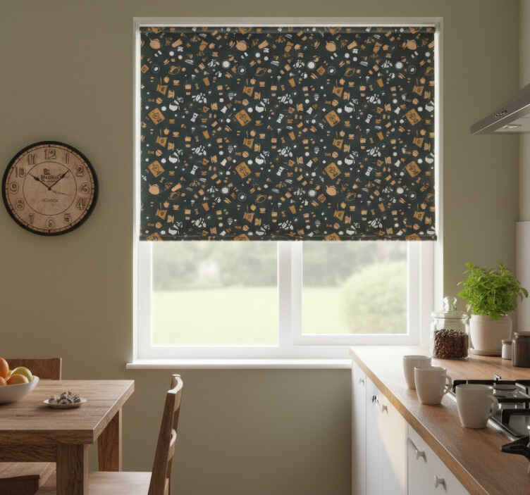 Keuken rolgordijn met koffie naadloos patroon - TenStickers