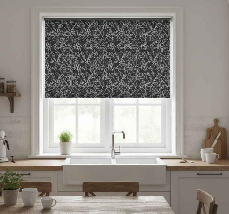 Keuken rolgordijn koffie kunstlijn elegant patroon - TenStickers