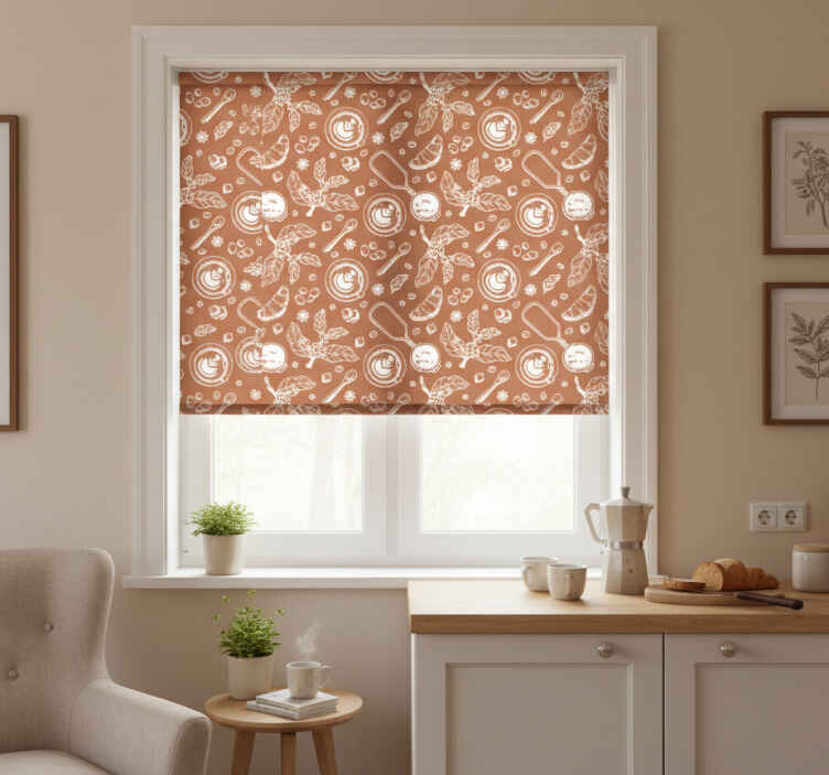 Küchenfenster rollo mit kaffeetassen muster - TenStickers