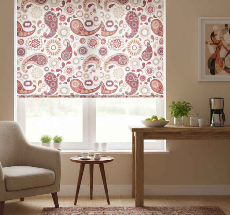 Persiana enrollable para cocina motivo paisley blanco - TenVinilo