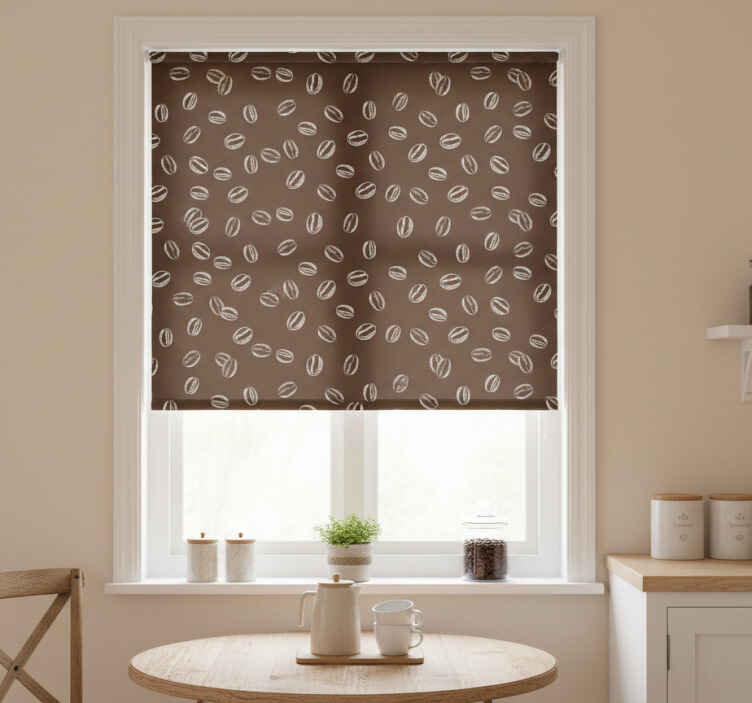 Küchenfenster rollo mit nahtlosem kaffeebohnenmuster - TenStickers