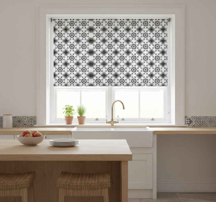 Küchenfenster rollo mit vintage schwarzen fliesen - TenStickers