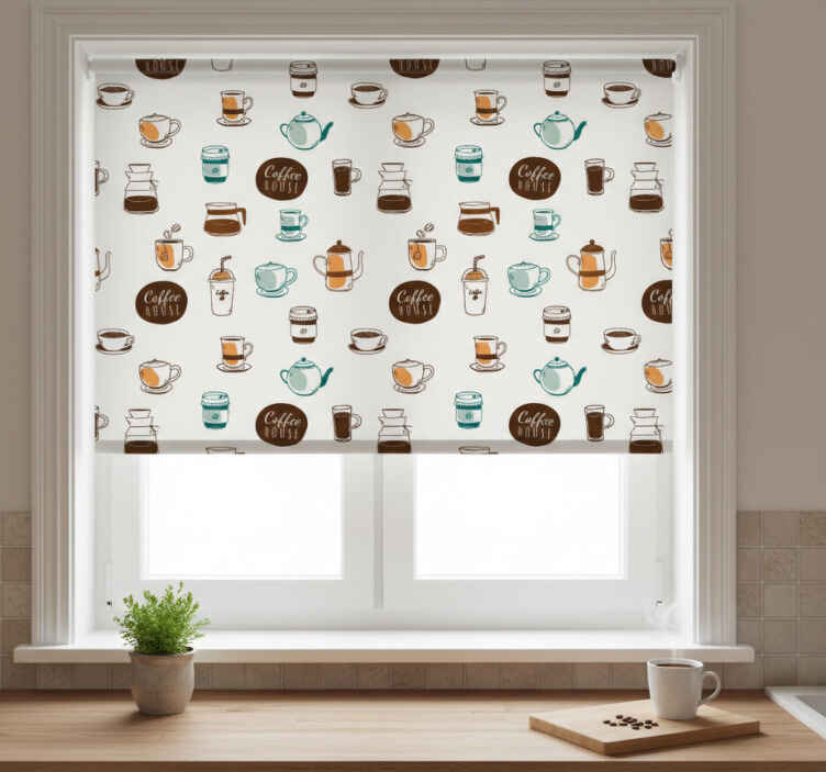 Küchenfenster rollo mit kaffeehaus-muster - TenStickers