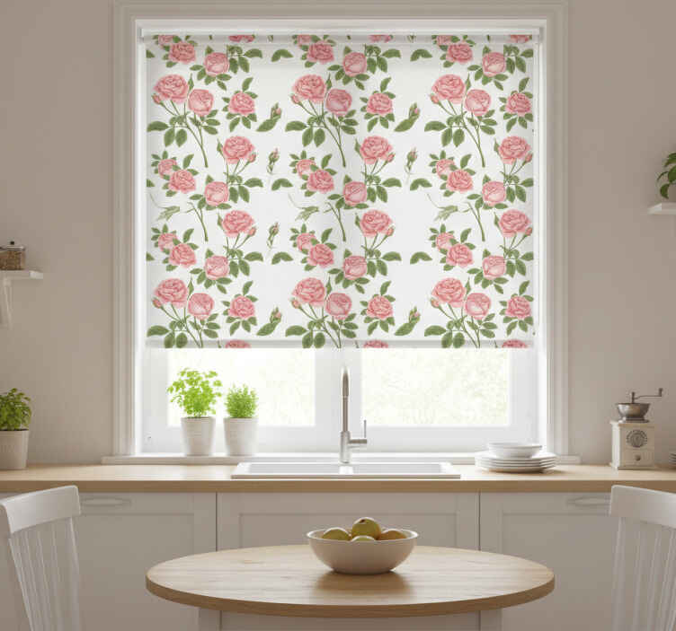 Küchenfenster rollo mit rosenblütenmuster - TenStickers