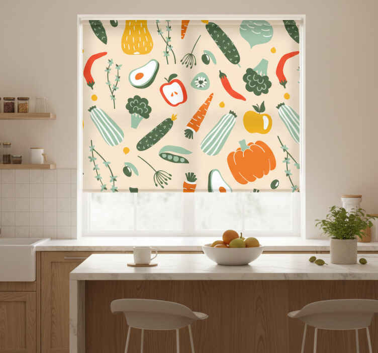 Küchenfenster rollo mit bunten lebensmitteln - TenStickers
