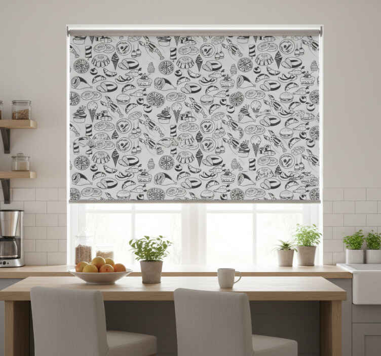 Store enrouleur cuisine motif gribouillis alimentaire - TenStickers