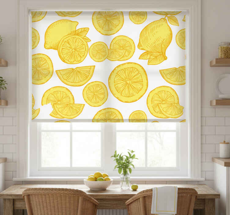 Store enrouleur cuisine croquis orange et citron - TenStickers