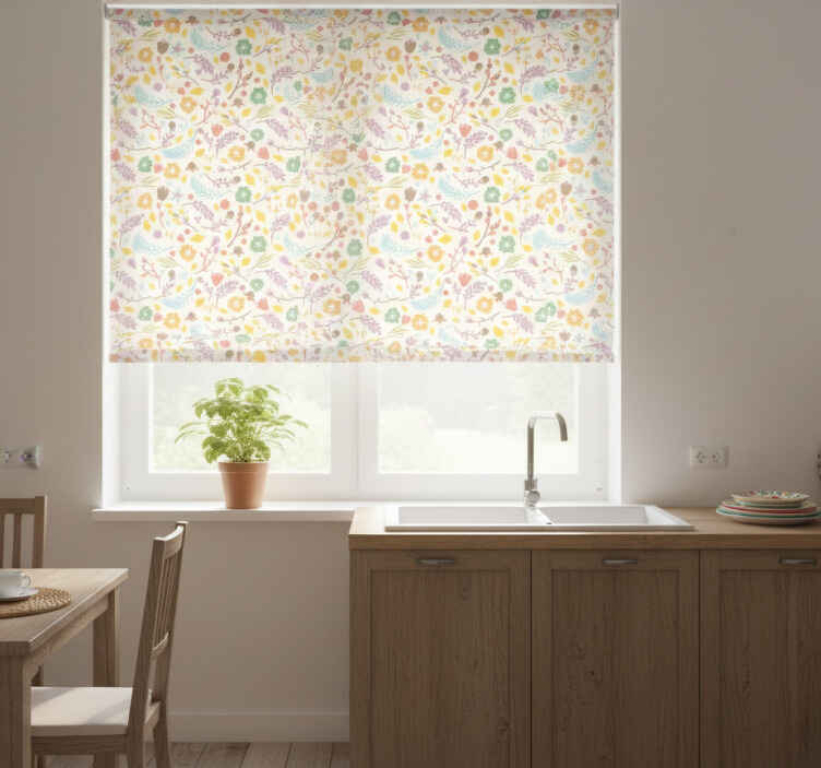 Store enrouleur cuisine motif de fleurs polonaises - TenStickers