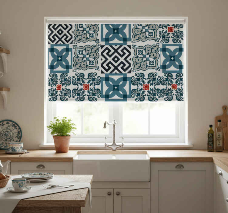 Store enrouleur cuisine carreaux vintage portugais - TenStickers