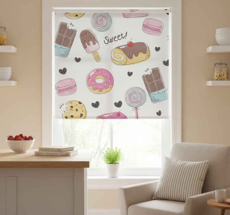 Persiana enrollable para cocina postres deliciosos - TenVinilo