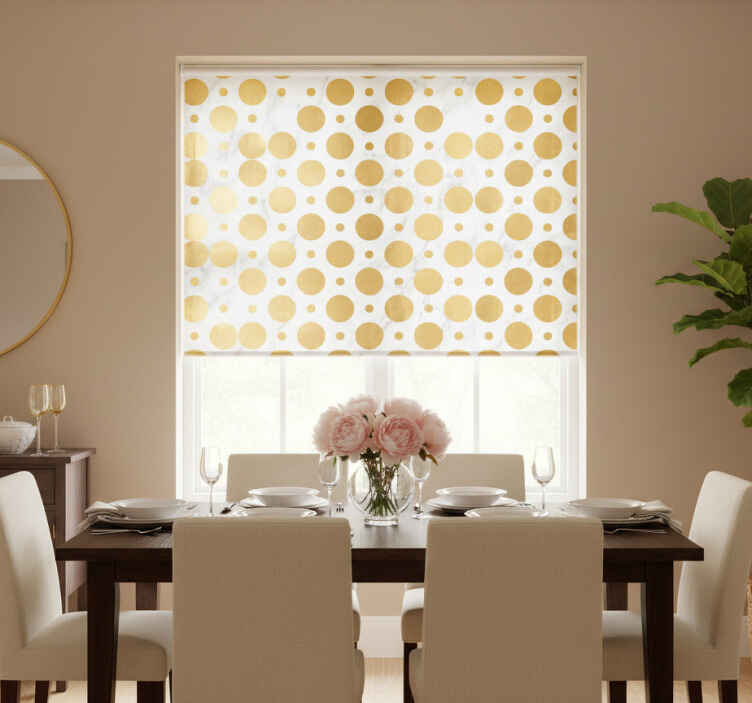 Persiana enrollable para comedor puntos mármol dorado - TenVinilo