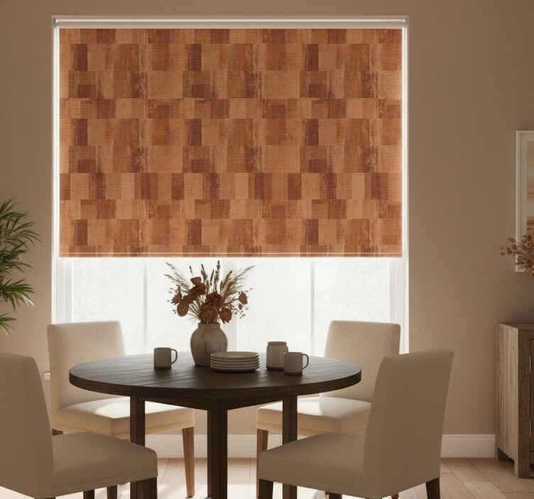Estore de rolo sala de jantar padrão de quadrados terracota - TenStickers