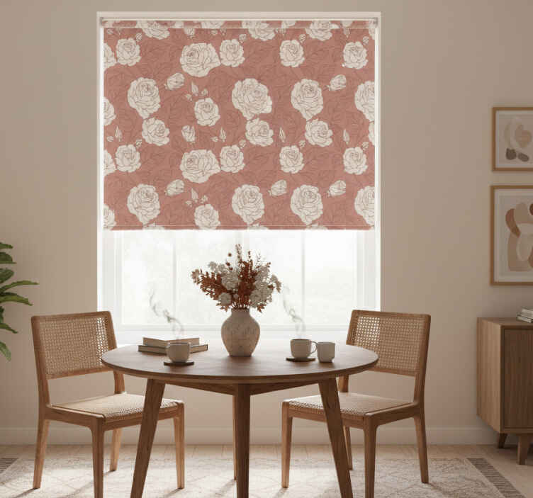 Estore de rolo sala de jantar rosas grandes terracota - TenStickers