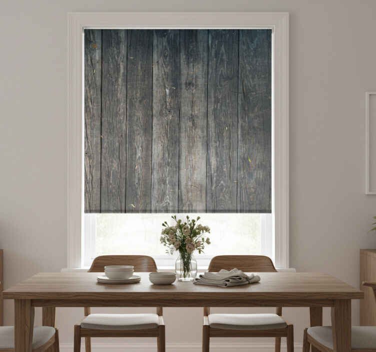 Store enrouleur salle à manger motif rustique gris - TenStickers