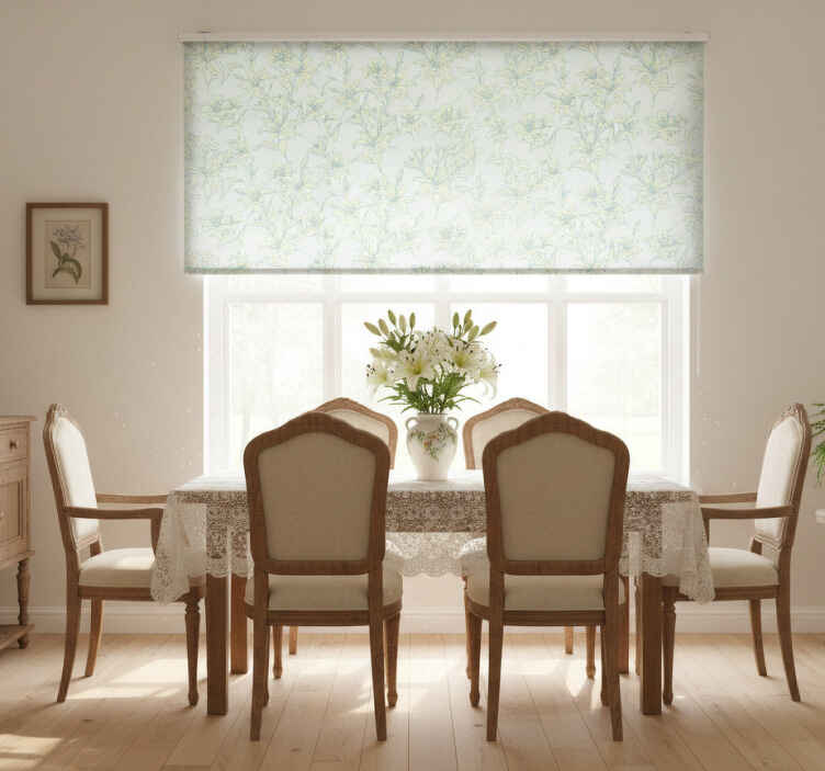 Estore de rolo sala de jantar padrão floral lírios vintage - TenStickers