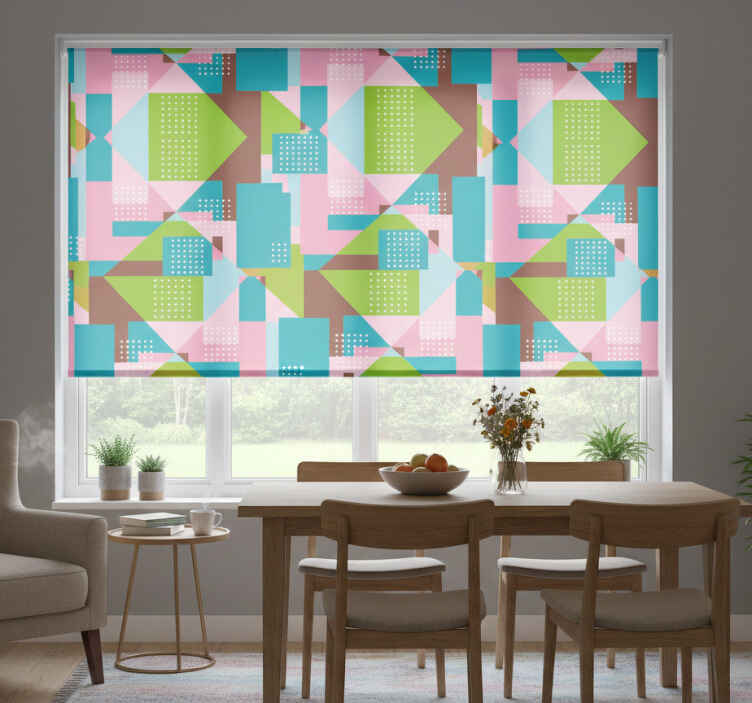 Estore de rolo sala de jantar padrão geométrico pastel - TenStickers