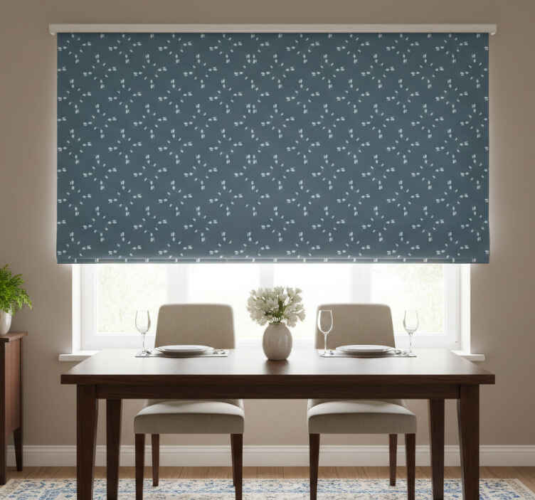 Estore de rolo sala de jantar padrão flor magnólia azul - TenStickers