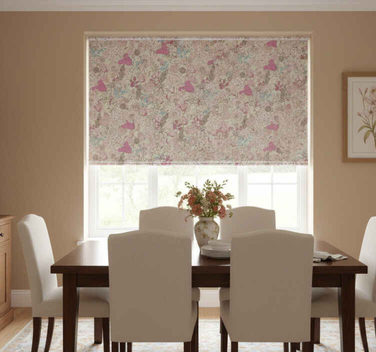 Estore de rolo sala de jantar estilo floral grandmillenial - TenStickers