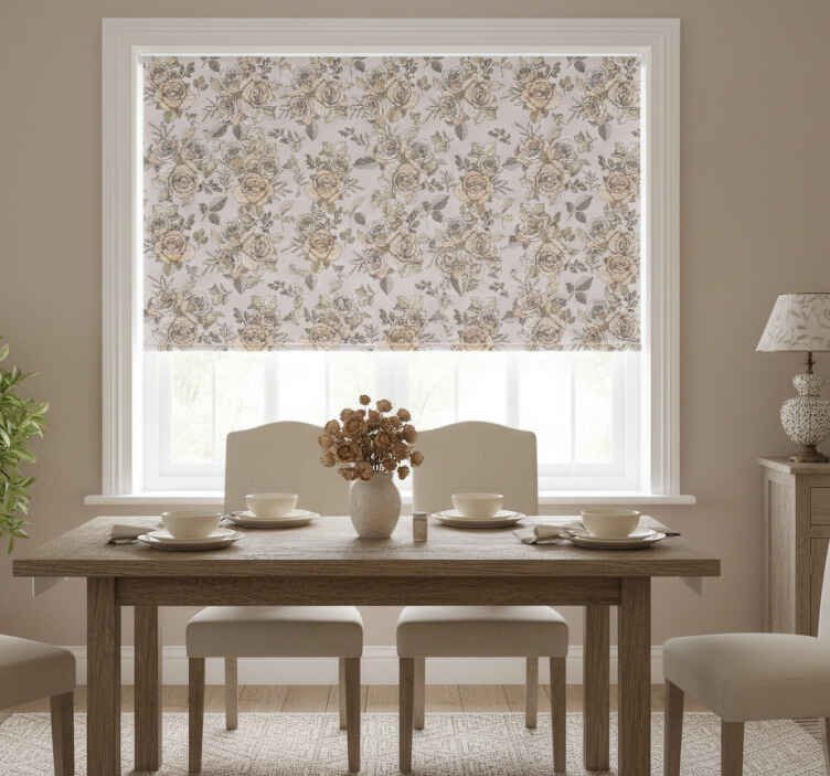 Estore de rolo sala de jantar fundo rosa shabby chic - TenStickers