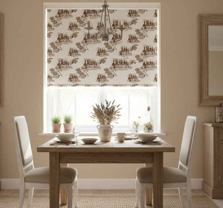 Estore de rolo sala de jantar padrão vida campestre francês - TenStickers