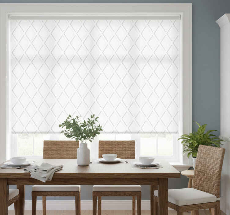 Estore de rolo sala de jantar padrão losango 3d hamptons - TenStickers