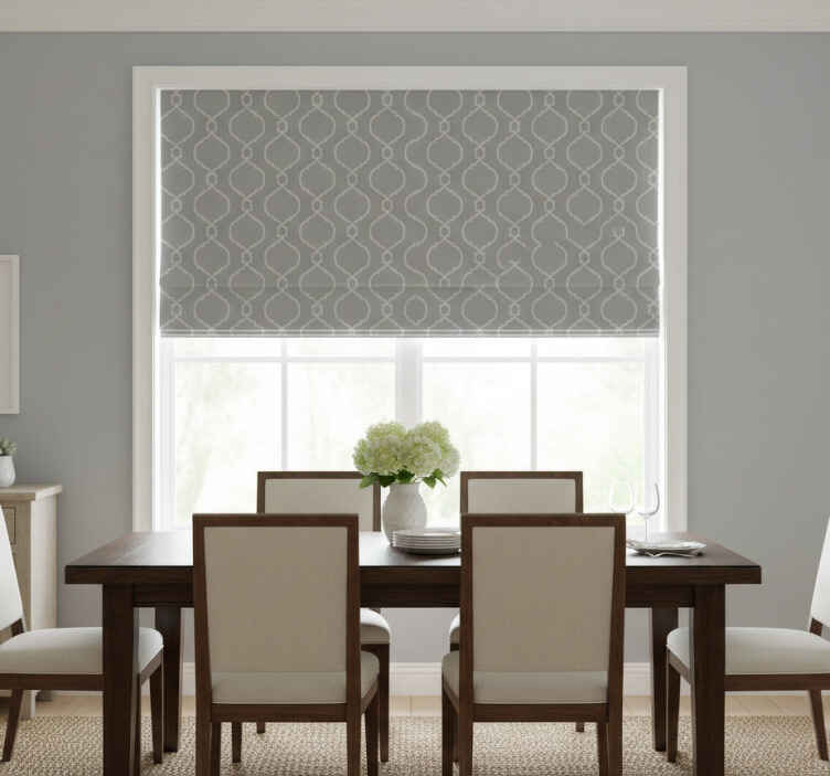 Persiana enrollable para comedor patrón geométrico gris - TenVinilo