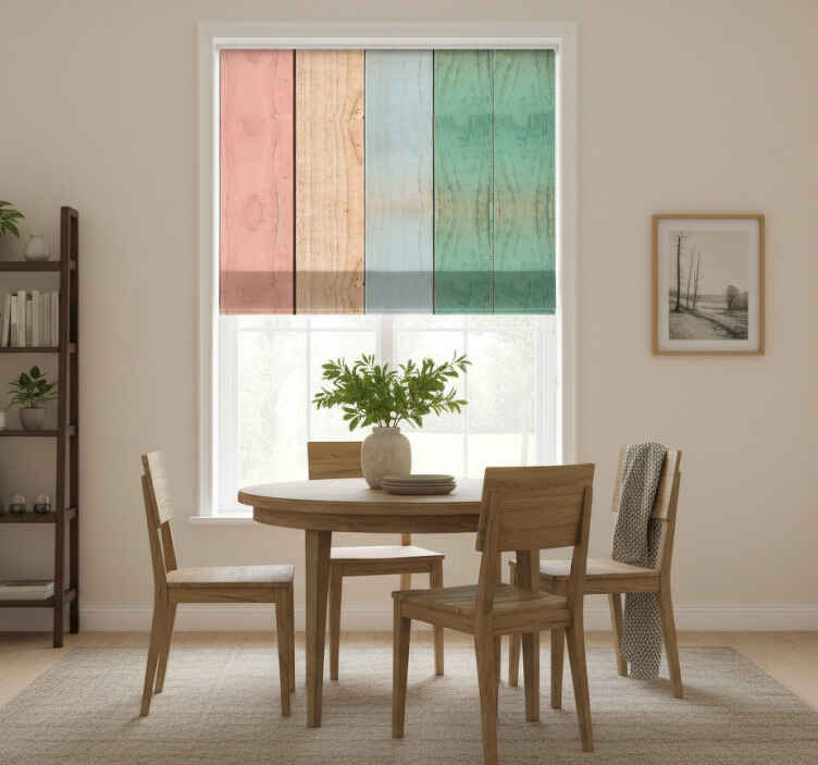Persiana enrollable para comedor tablones de colores madera - TenVinilo