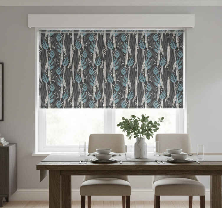 Persiana enrollable para comedor acuarela floral gris - TenVinilo