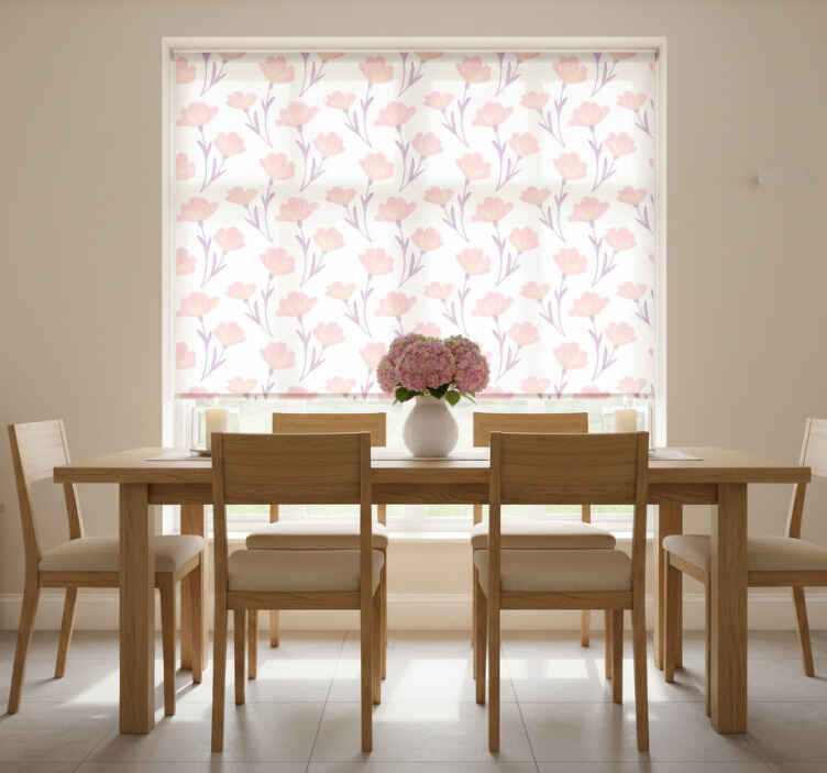Dining room roller blind with minimalistic floral design - TenStickers