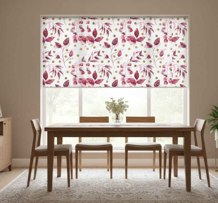 Burgundy leaves with golden dots dining room blind - TenStickers