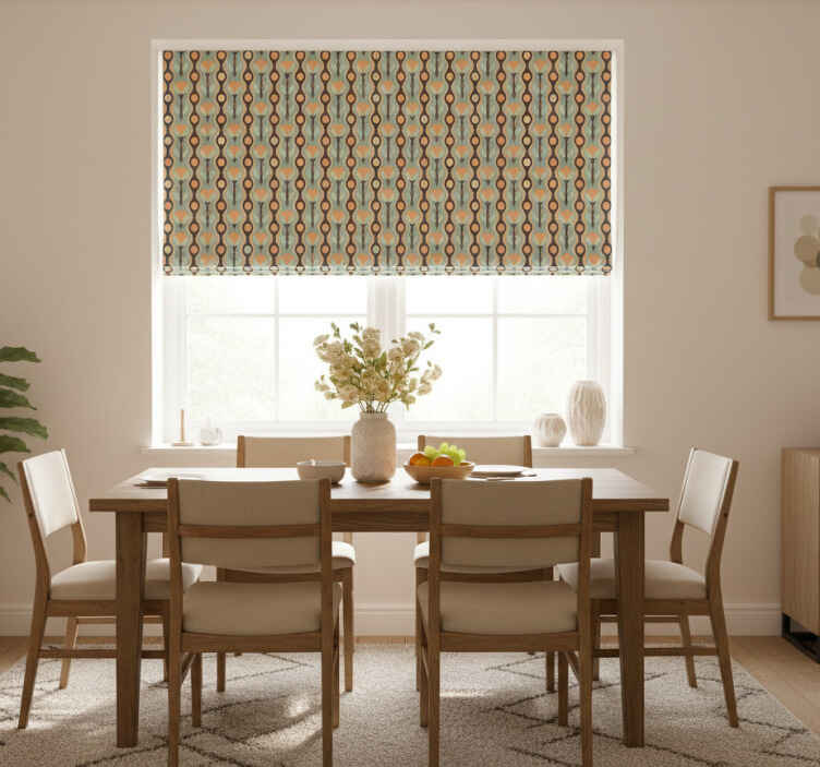 Dining room blind in orange irregular floral - TenStickers