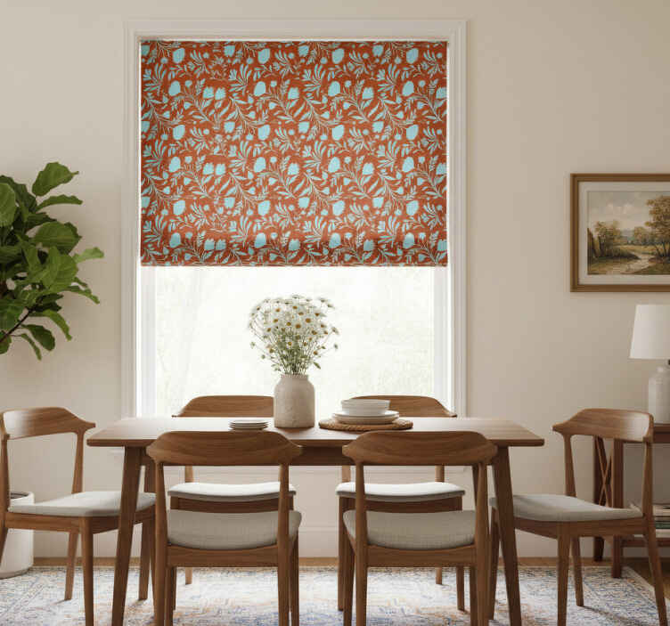Dining room blind with original blue flowers design - TenStickers