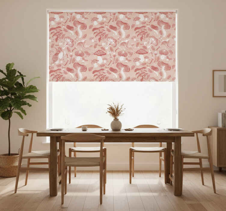 Dining room blind with forest mushrooms on beige - TenStickers
