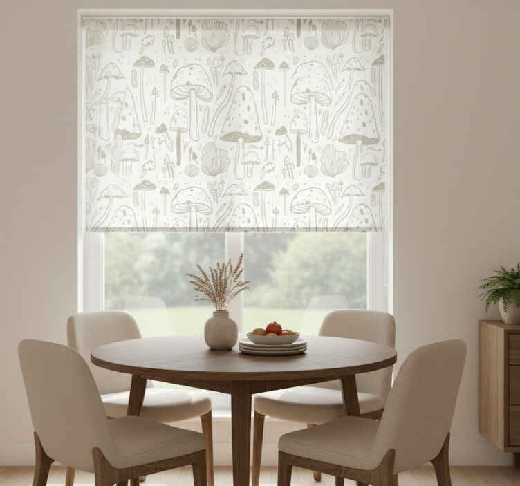 Persiana enrollable para comedor diseño setas beige - TenVinilo