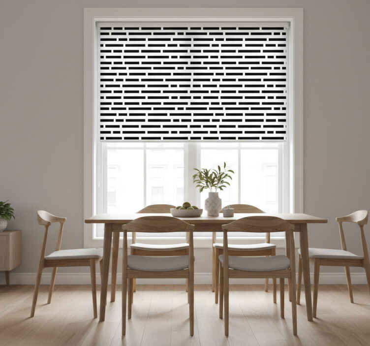 Persiana enrollable para comedor rectángulos blanco y negro - TenVinilo