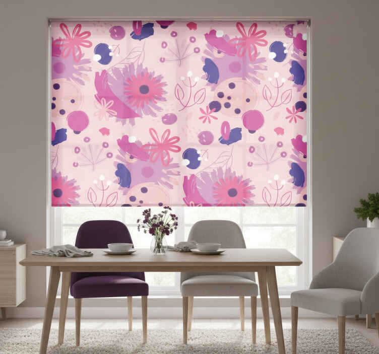 Estore de rolo sala de jantar flores roxas abstratas - TenStickers