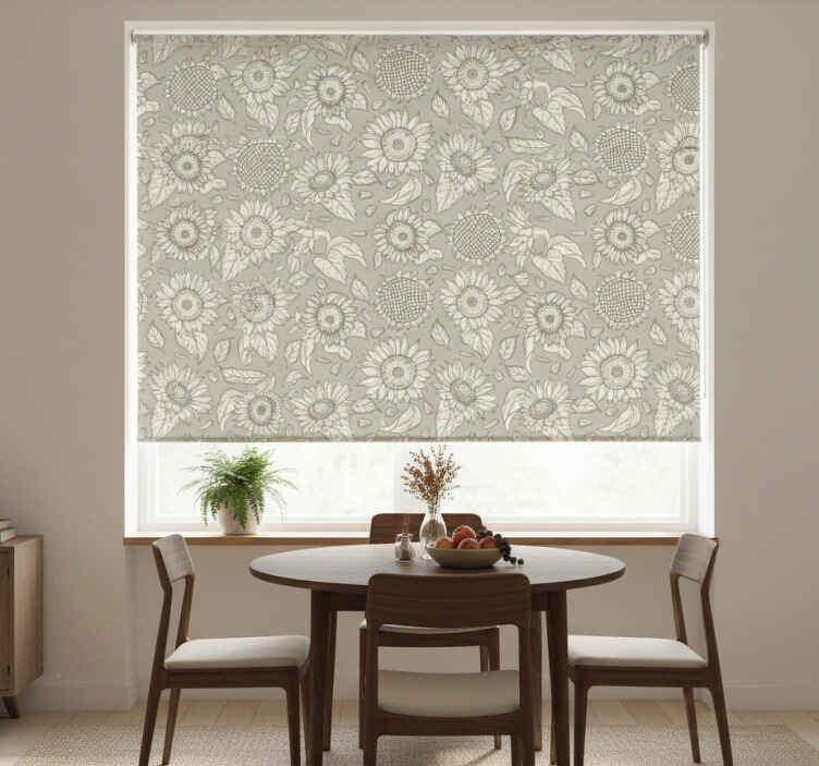 Gray sunflowers dining room roller blind - TenStickers