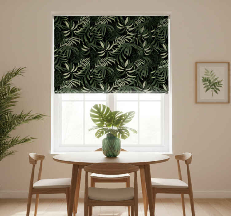 Persiana enrollable para comedor hojas tropicales verdes - TenVinilo