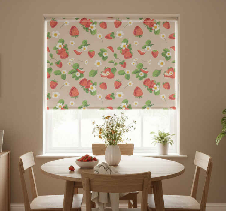 Persiana enrollable para comedor fresas y flores - TenVinilo