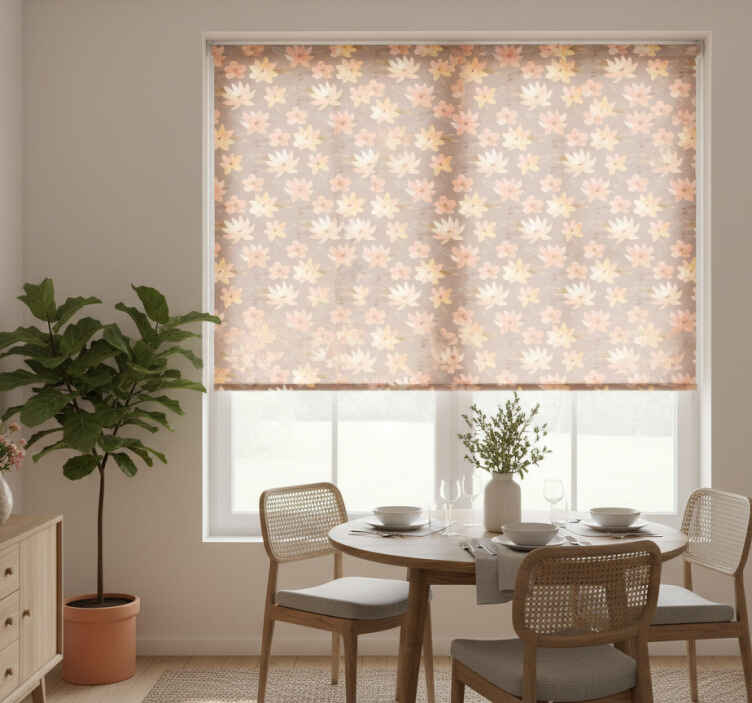 Store enrouleur salle à manger fleurs aquarelle pastel - TenStickers