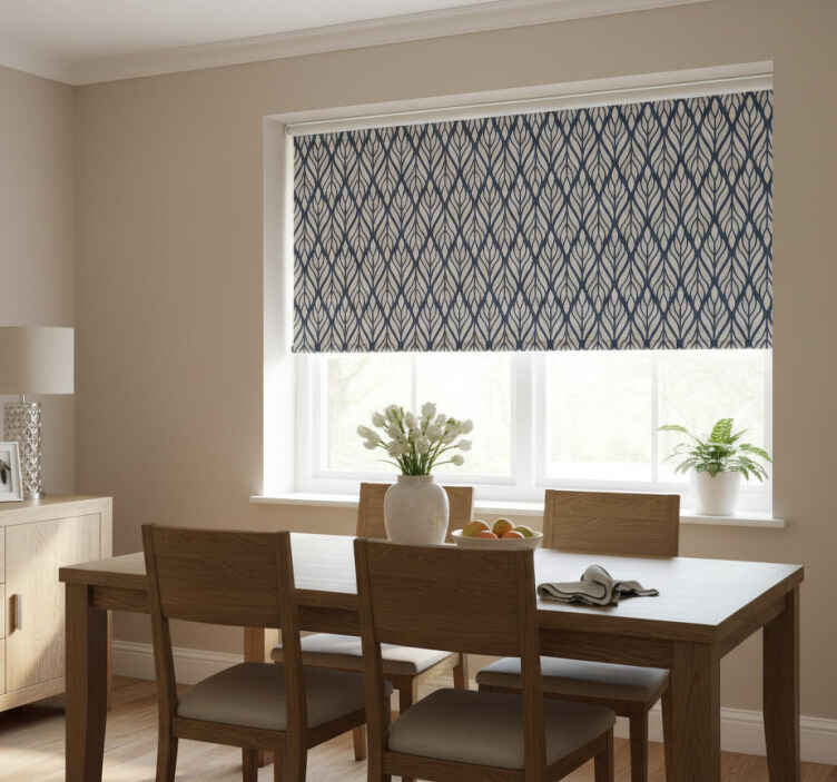 Dining room blind in glamour grey blue pattern - TenStickers
